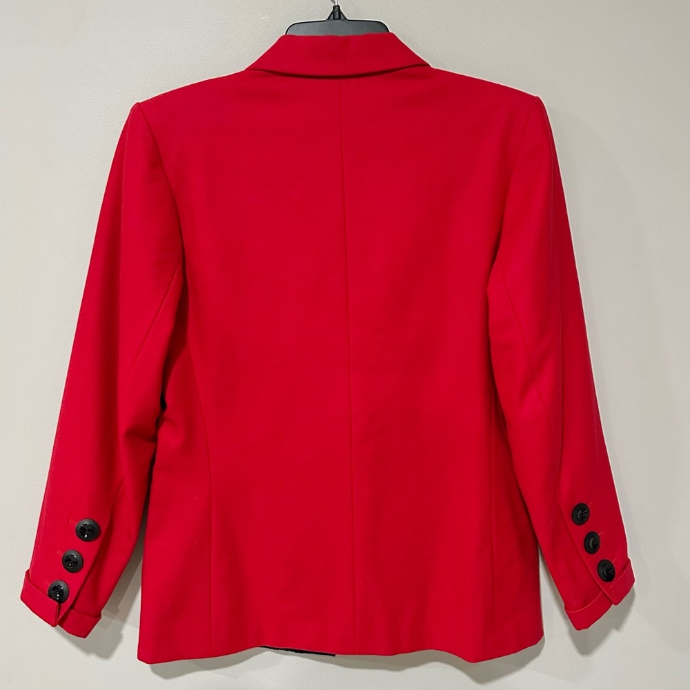 Vintage Yves Saint Laurent Red Wool Tuxedo Blazer Size US 6 Rive Gauche Silk - Picture 2 of 6